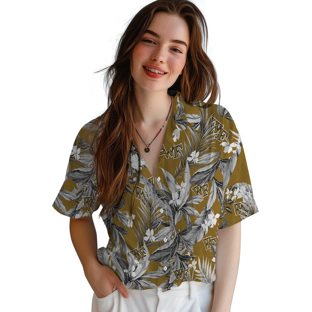 Wake Forest Demon Deacons Hawaiian Shirt - Palm Leaves | Hula Hawaiian Shirts