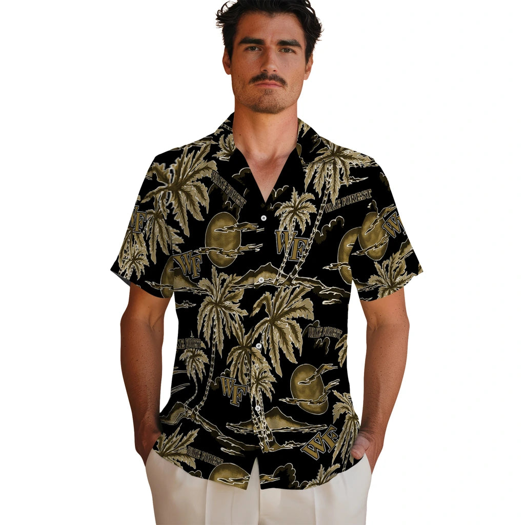 Wake Forest Demon Deacons Hawaiian Shirt - Palm Sunset | Hula Hawaiian Shirts