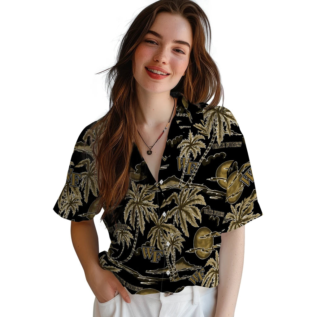 Wake Forest Demon Deacons Hawaiian Shirt - Palm Sunset | Hula Hawaiian Shirts