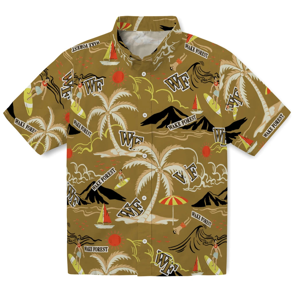 Wake Forest Demon Deacons Hawaiian Shirt - Palm Tree Island | Hula Hawaiian Shirts