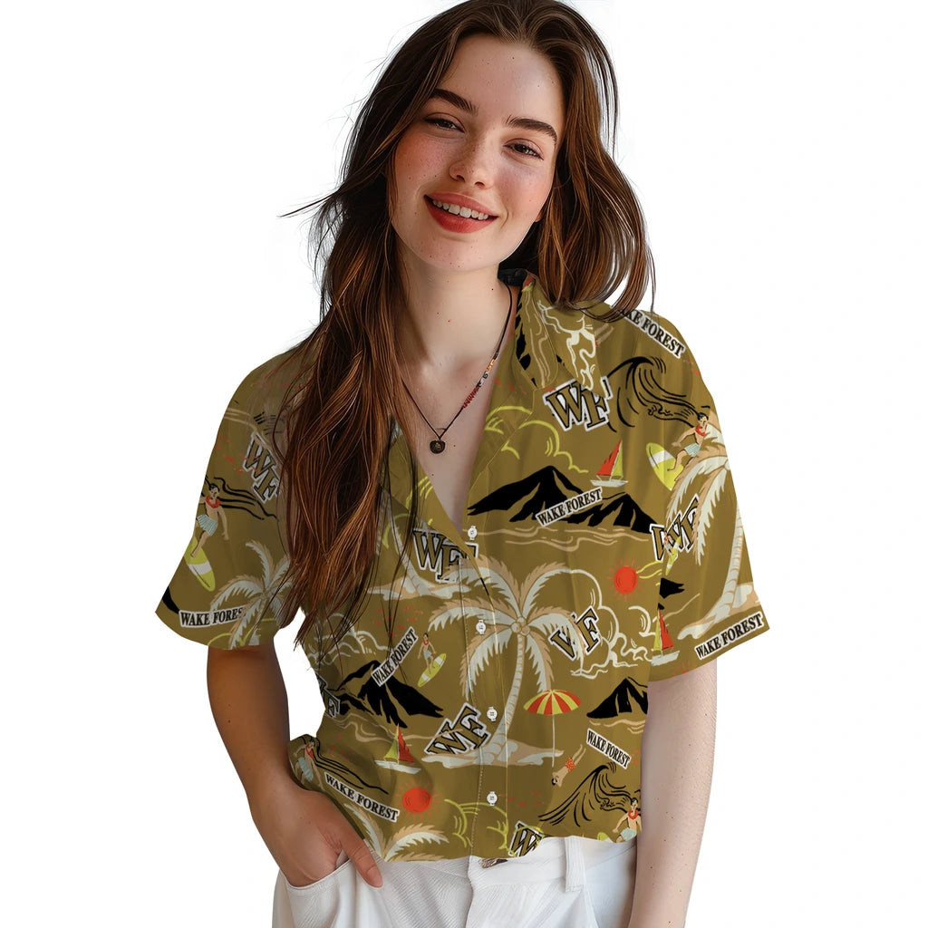 Wake Forest Demon Deacons Hawaiian Shirt - Palm Tree Island | Hula Hawaiian Shirts