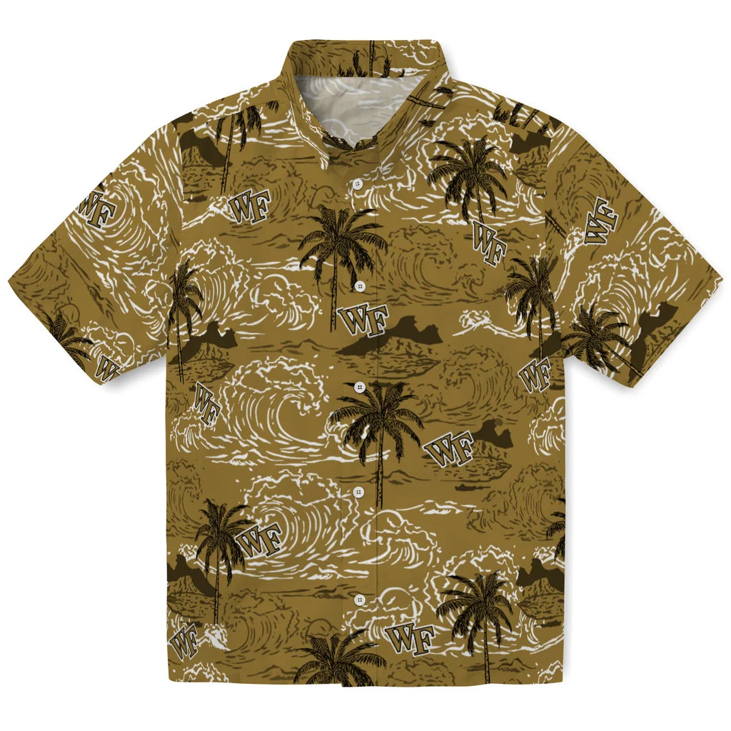 Wake Forest Demon Deacons Hawaiian Shirt - Wave Palm | Hula Hawaiian Shirts
