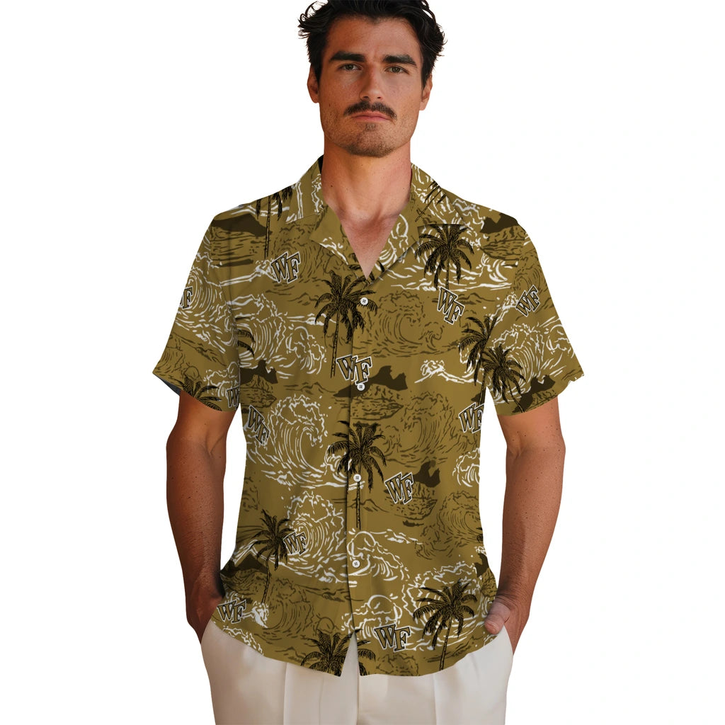 Wake Forest Demon Deacons Hawaiian Shirt - Wave Palm | Hula Hawaiian Shirts
