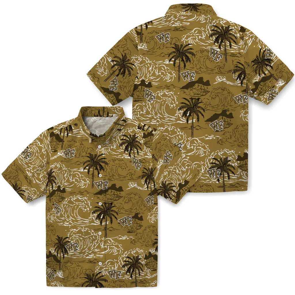 Wake Forest Demon Deacons Hawaiian Shirt - Wave Palm | Hula Hawaiian Shirts