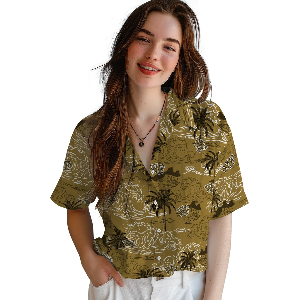 Wake Forest Demon Deacons Hawaiian Shirt - Wave Palm | Hula Hawaiian Shirts