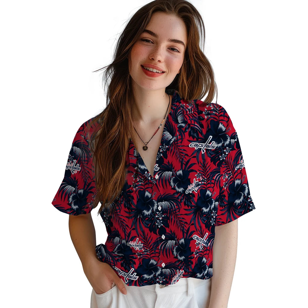 Washington Capitals Hawaiian Shirt - Hibiscus Exotic | Hula Hawaiian Shirts