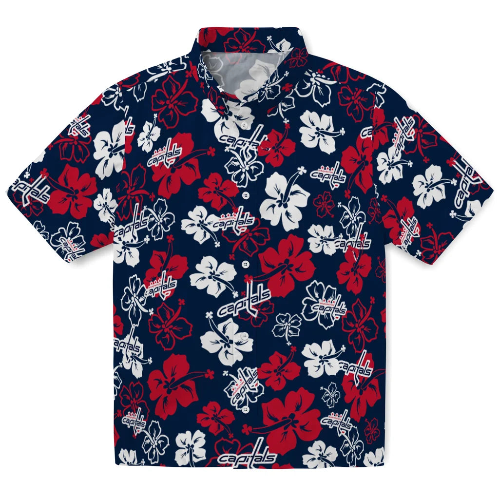 Washington Capitals Hawaiian Shirt - Hibiscus Flower Design | Hula Hawaiian Shirts