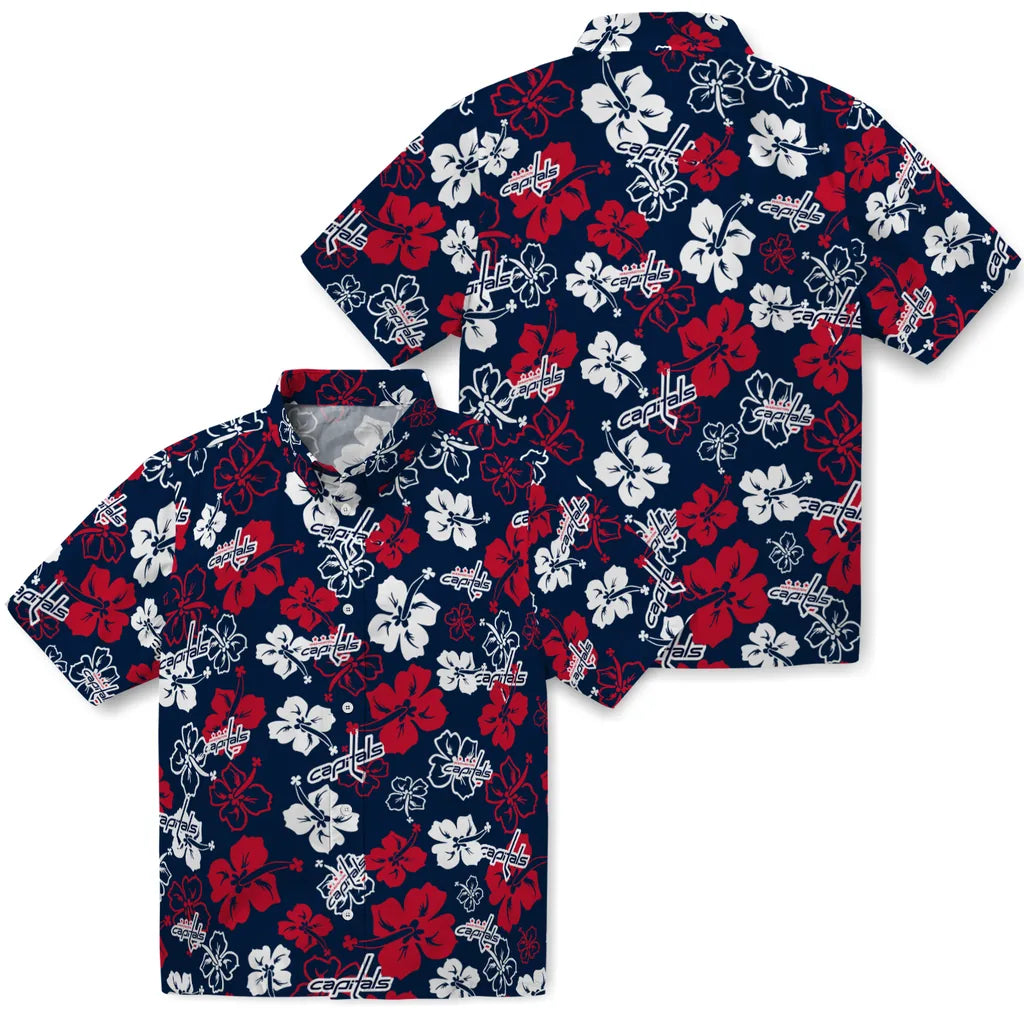 Washington Capitals Hawaiian Shirt - Hibiscus Flower Design | Hula Hawaiian Shirts