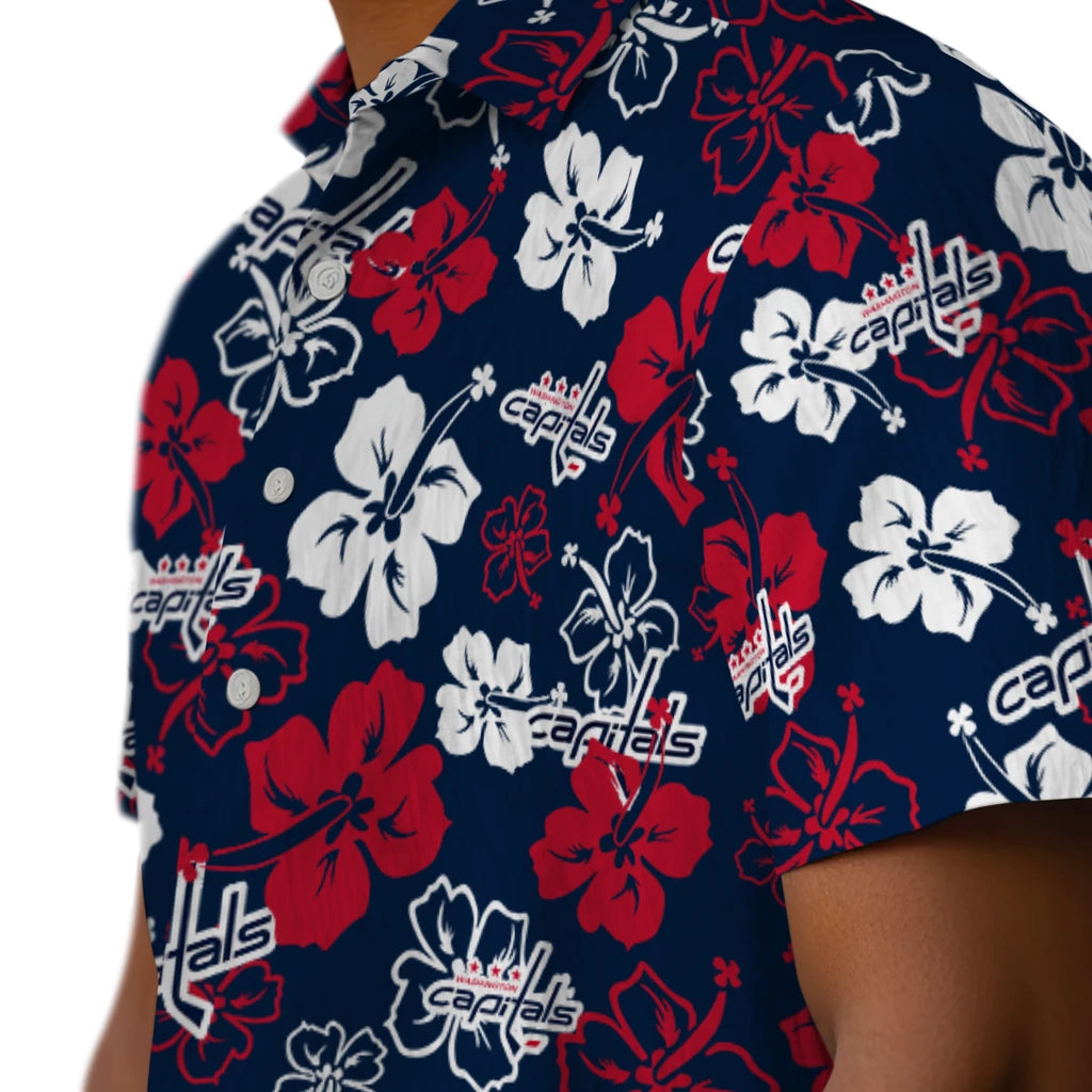 Washington Capitals Hawaiian Shirt - Hibiscus Flower Design | Hula Hawaiian Shirts