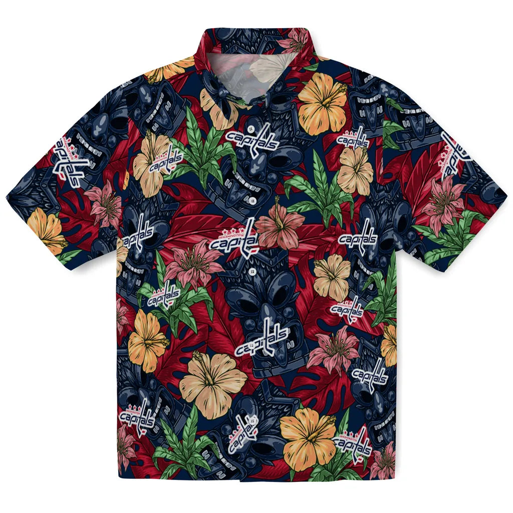 Washington Capitals Hawaiian Shirt - Hibiscus Tiki Jungle | Hula Hawaiian Shirts