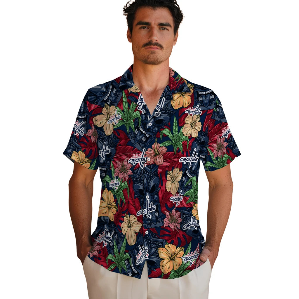 Washington Capitals Hawaiian Shirt - Hibiscus Tiki Jungle | Hula Hawaiian Shirts