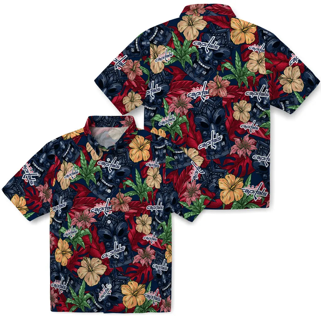 Washington Capitals Hawaiian Shirt - Hibiscus Tiki Jungle | Hula Hawaiian Shirts