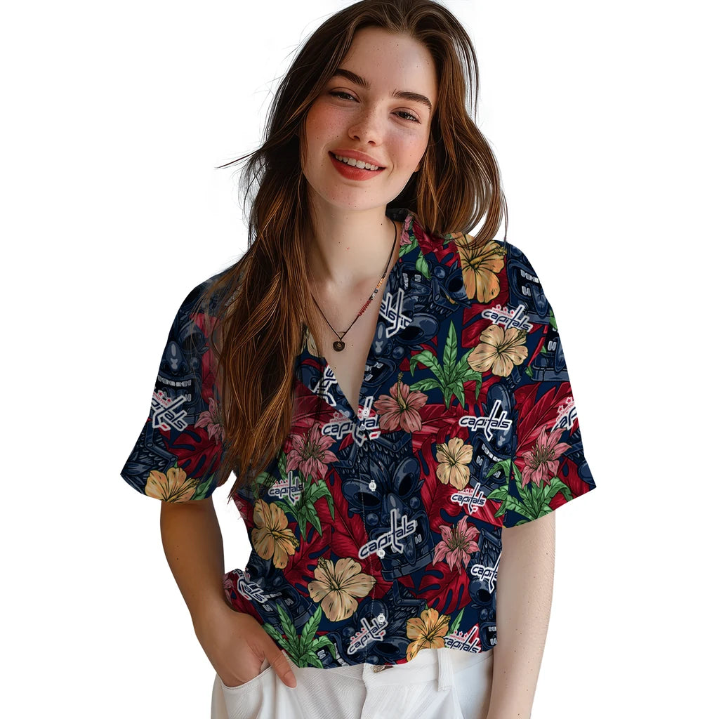 Washington Capitals Hawaiian Shirt - Hibiscus Tiki Jungle | Hula Hawaiian Shirts