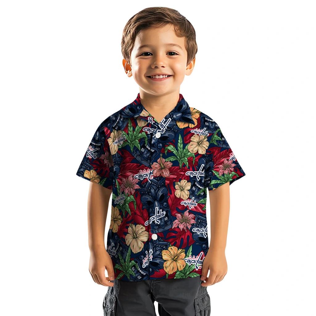 Washington Capitals Hawaiian Shirt - Hibiscus Tiki Jungle | Hula Hawaiian Shirts