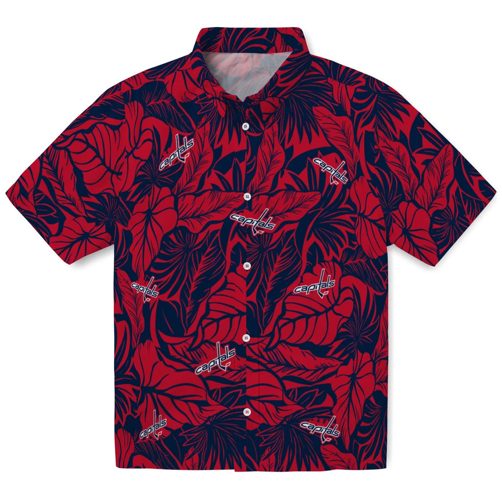 Washington Capitals Hawaiian Shirt - Monstera Layer | Hula Hawaiian Shirts