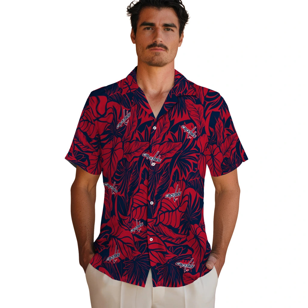 Washington Capitals Hawaiian Shirt - Monstera Layer | Hula Hawaiian Shirts