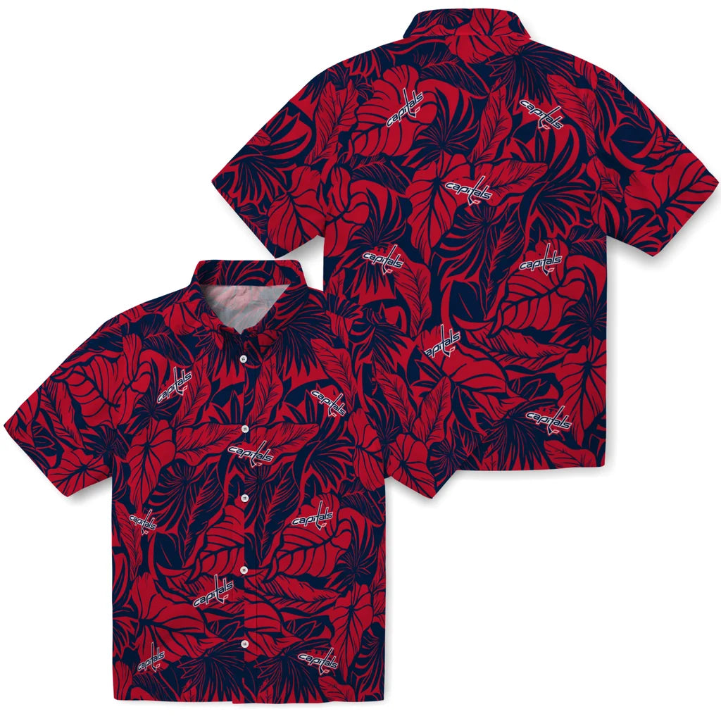 Washington Capitals Hawaiian Shirt - Monstera Layer | Hula Hawaiian Shirts