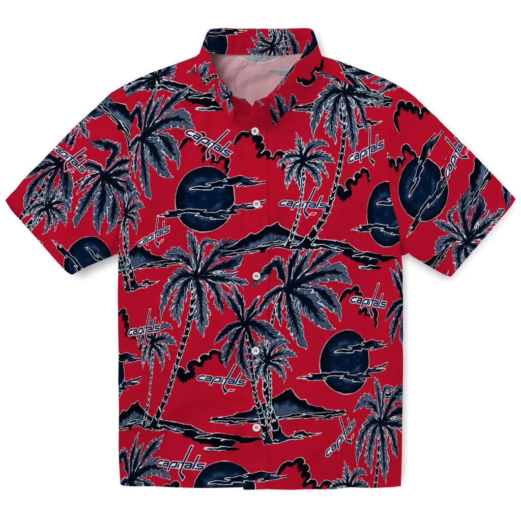 Washington Capitals Hawaiian Shirt - Palm Sunset | Hula Hawaiian Shirts