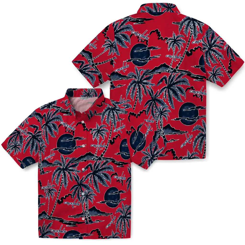 Washington Capitals Hawaiian Shirt - Palm Sunset | Hula Hawaiian Shirts