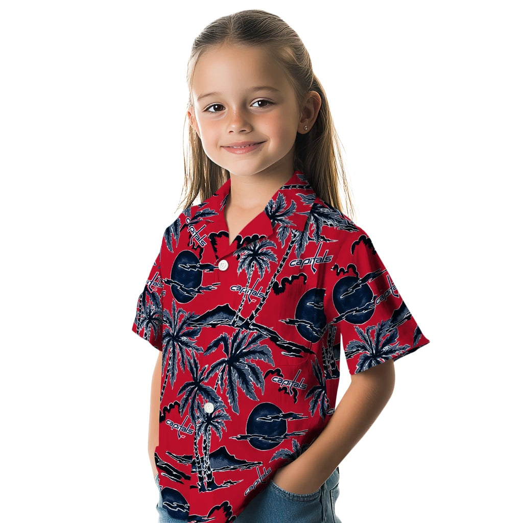 Washington Capitals Hawaiian Shirt - Palm Sunset | Hula Hawaiian Shirts