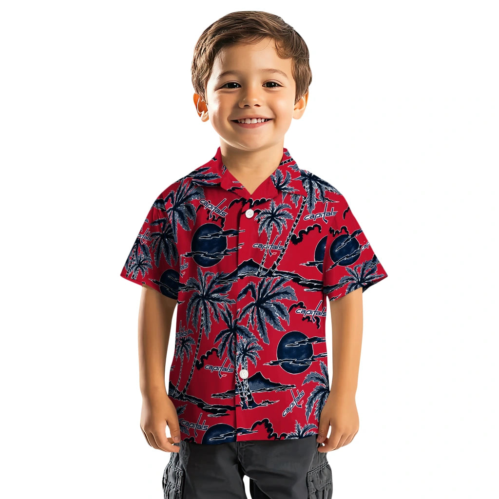 Washington Capitals Hawaiian Shirt - Palm Sunset | Hula Hawaiian Shirts