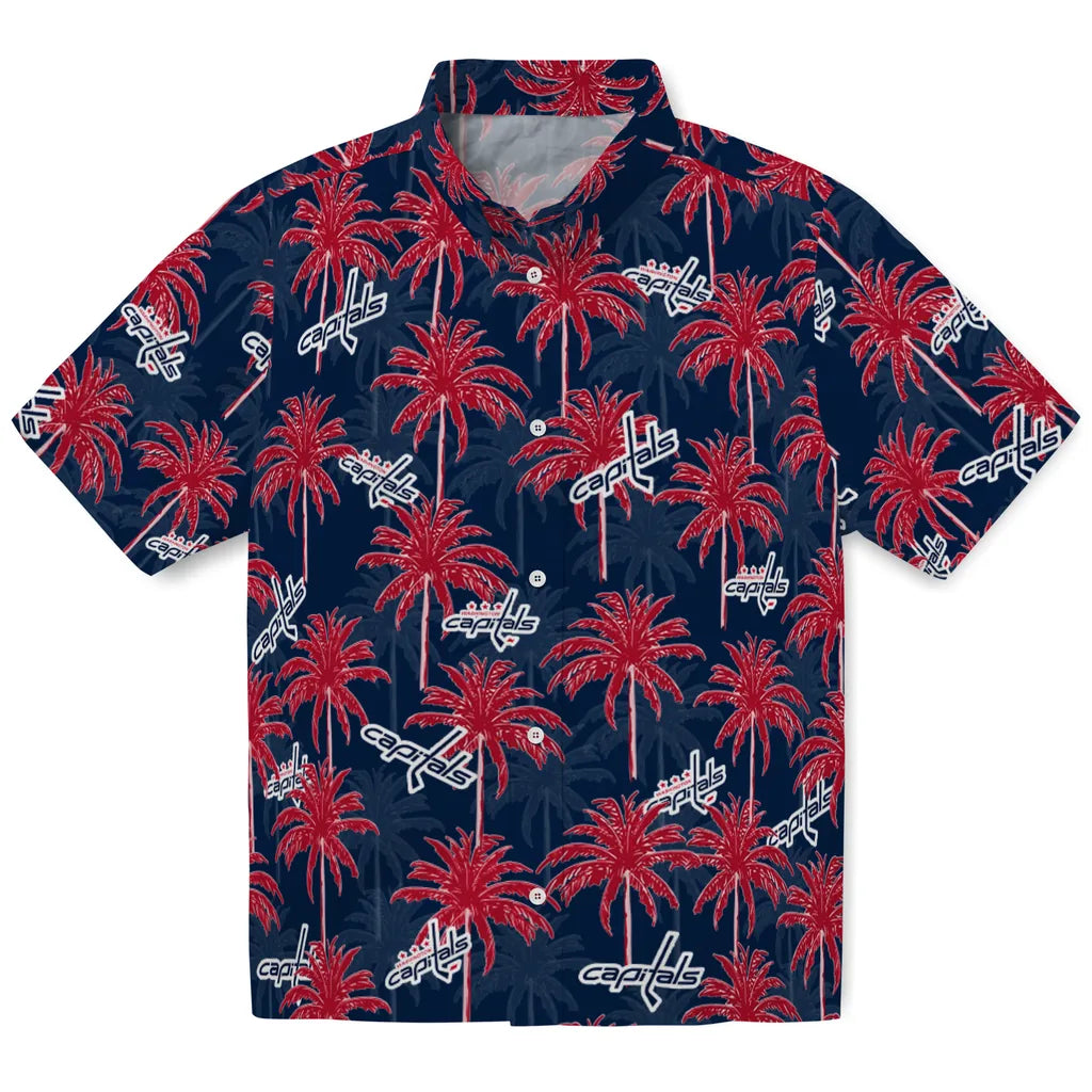 Washington Capitals Hawaiian Shirt - Palm Tree Motif | Hula Hawaiian Shirts