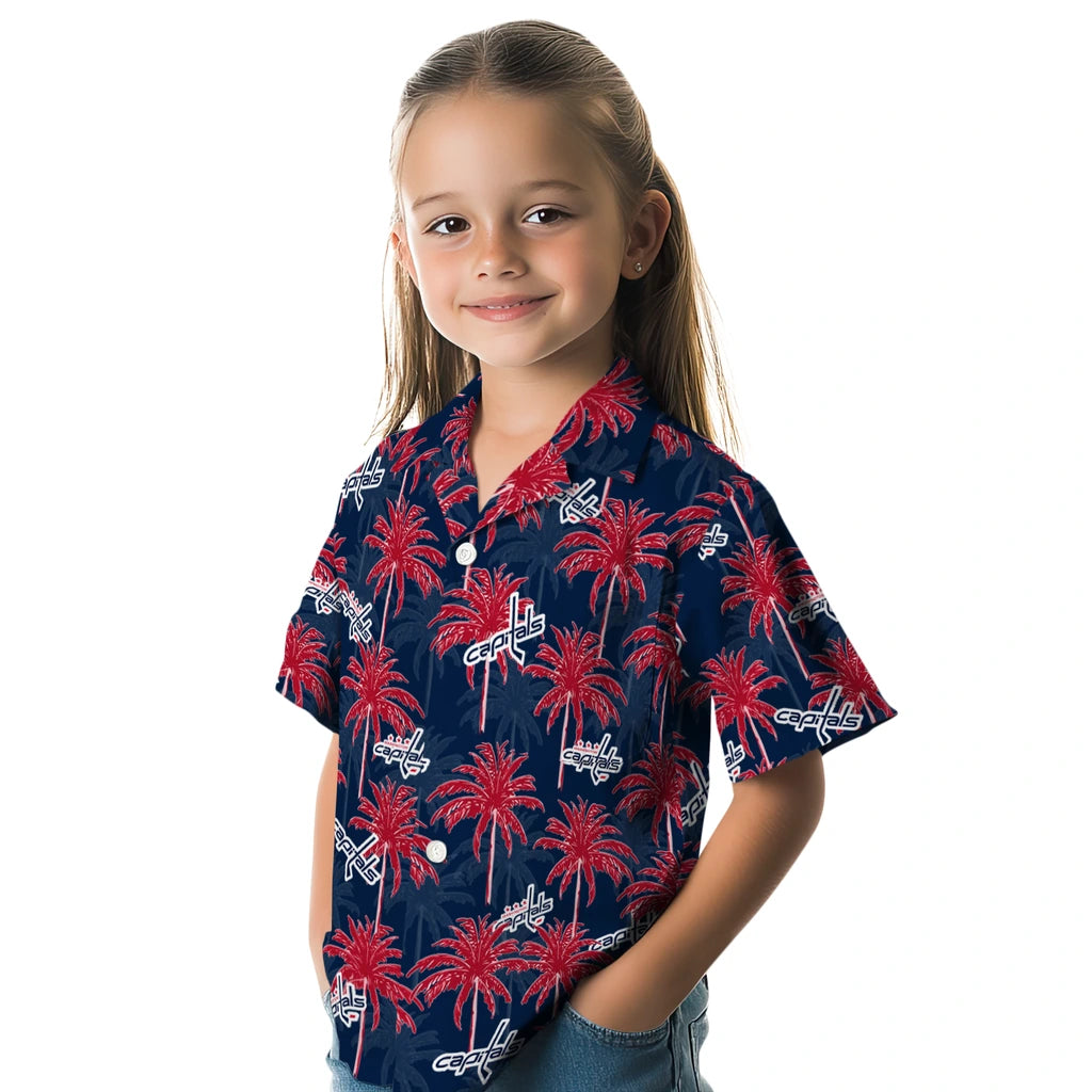 Washington Capitals Hawaiian Shirt - Palm Tree Motif | Hula Hawaiian Shirts
