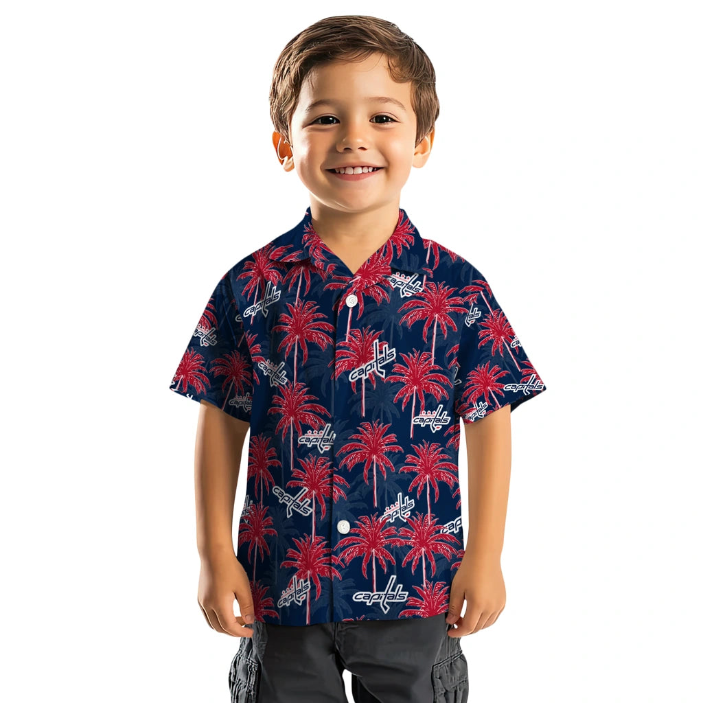 Washington Capitals Hawaiian Shirt - Palm Tree Motif | Hula Hawaiian Shirts