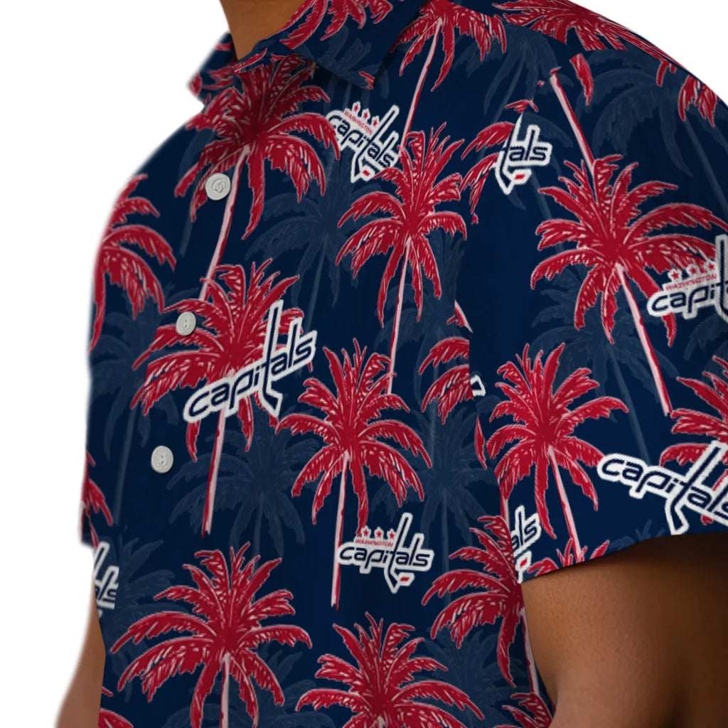 Washington Capitals Hawaiian Shirt - Palm Tree Motif | Hula Hawaiian Shirts
