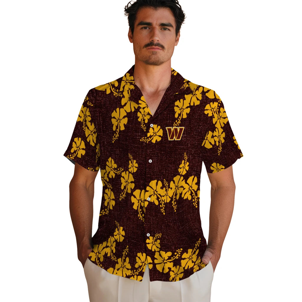 Washington Commanders Hawaiian Shirt - 50th State Flower | Hula Hawaiian Shirts