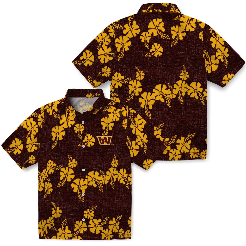 Washington Commanders Hawaiian Shirt - 50th State Flower | Hula Hawaiian Shirts