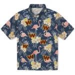 Washington Commanders Hawaiian Shirt - Flamingo Hibiscus | Hula Hawaiian Shirts