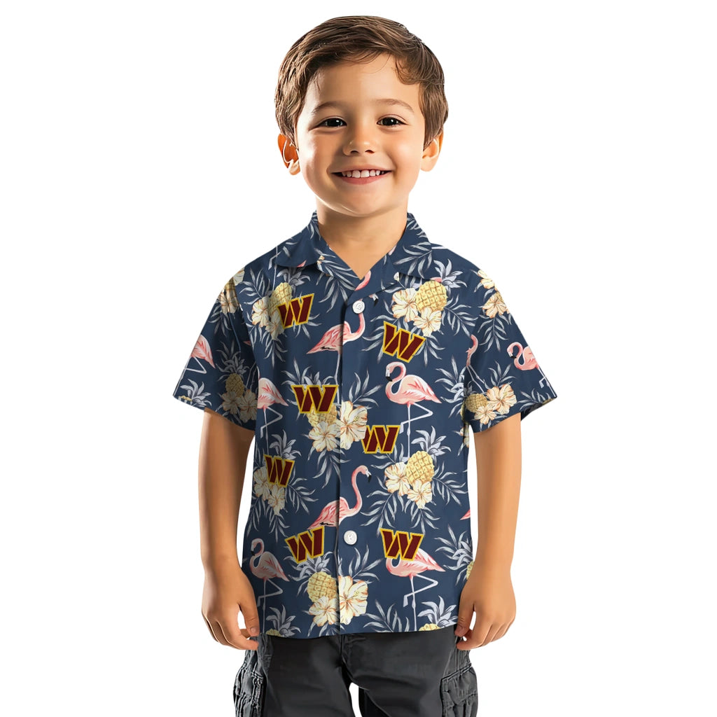 Washington Commanders Hawaiian Shirt - Flamingo Hibiscus | Hula Hawaiian Shirts
