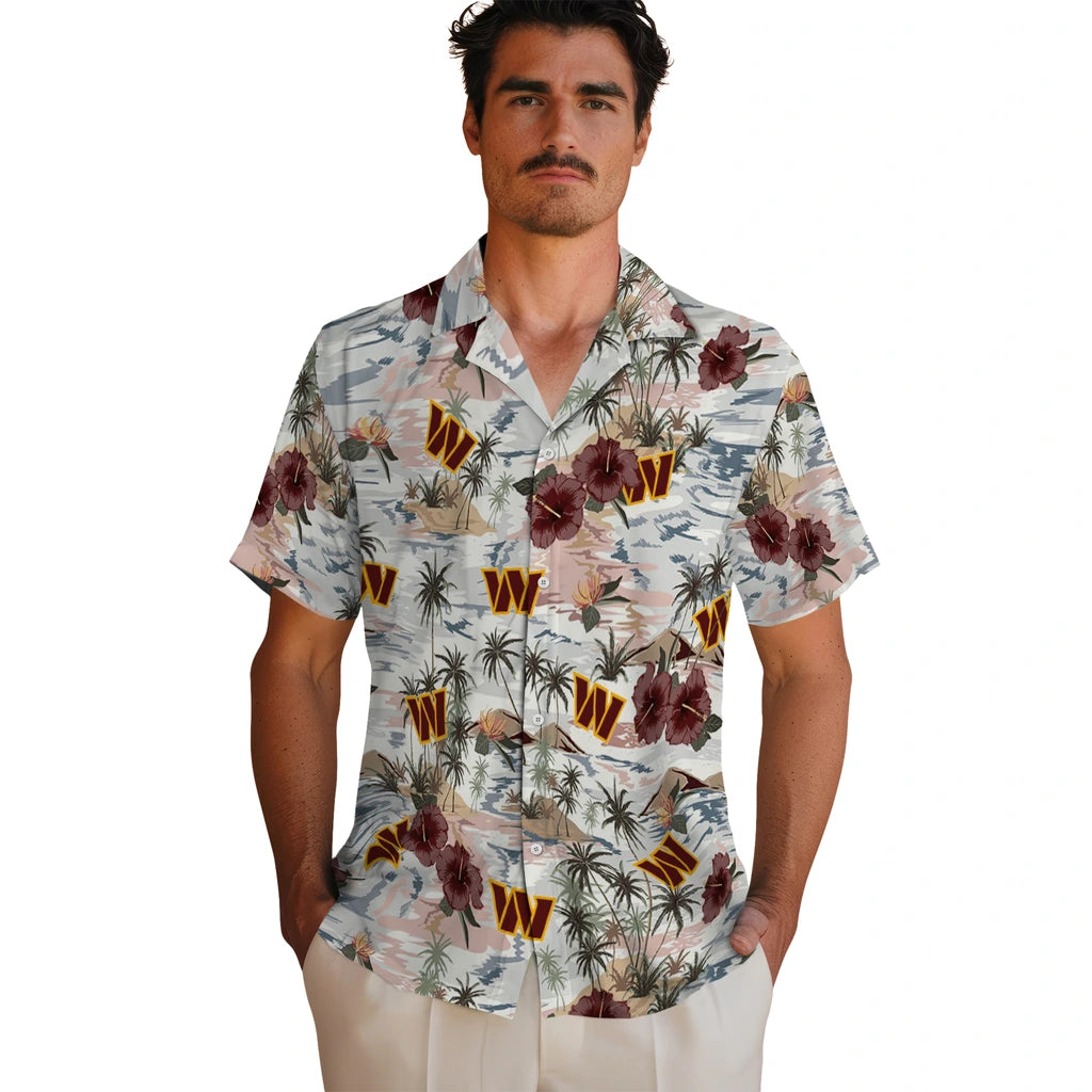 Washington Commanders Hawaiian Shirt - Hibiscus Seaside | Hula Hawaiian Shirts