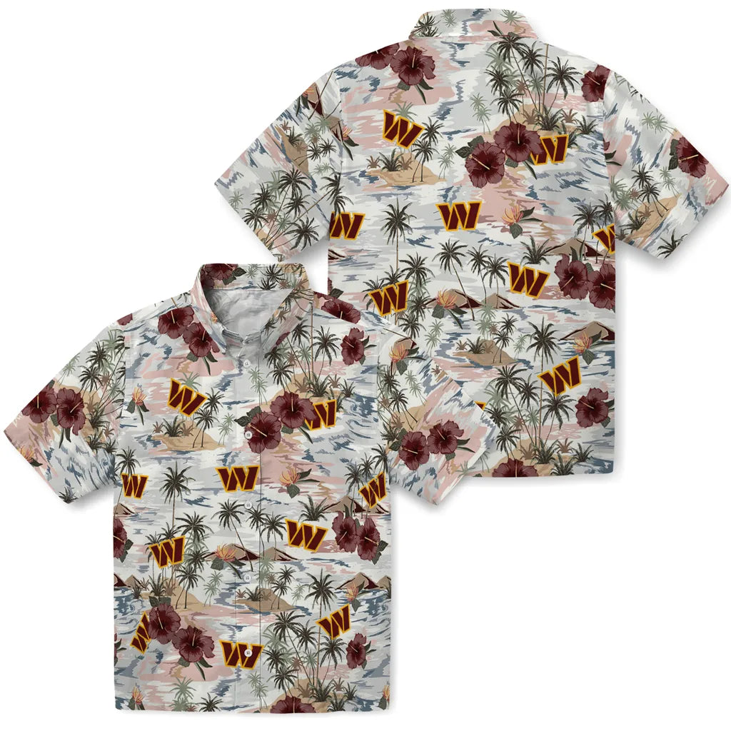Washington Commanders Hawaiian Shirt - Hibiscus Seaside | Hula Hawaiian Shirts