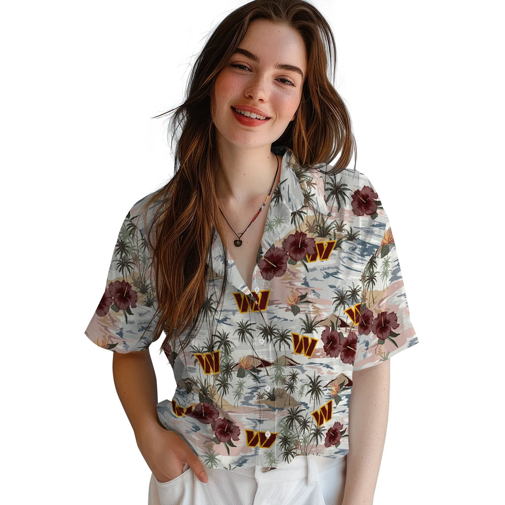 Washington Commanders Hawaiian Shirt - Hibiscus Seaside | Hula Hawaiian Shirts