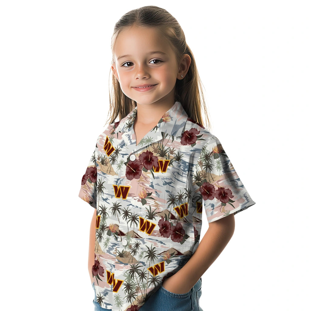 Washington Commanders Hawaiian Shirt - Hibiscus Seaside | Hula Hawaiian Shirts