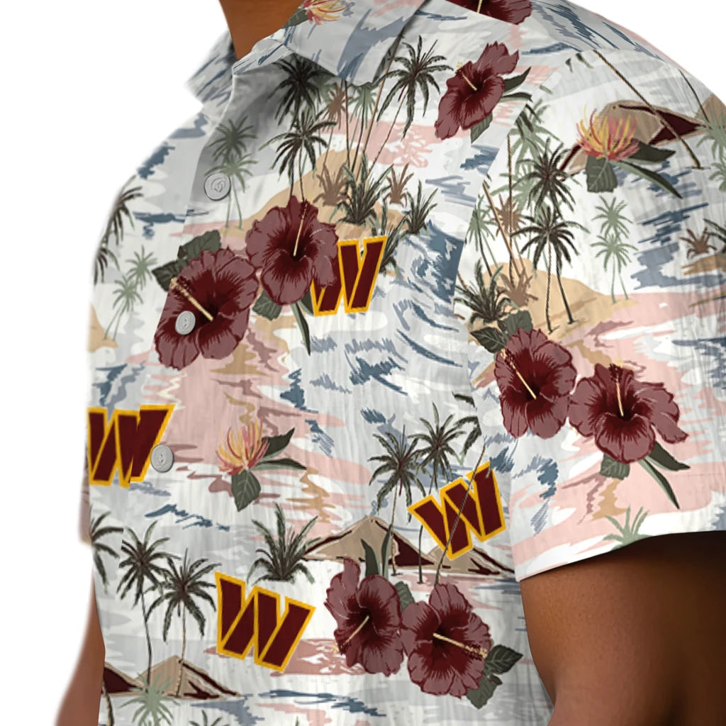Washington Commanders Hawaiian Shirt - Hibiscus Seaside | Hula Hawaiian Shirts