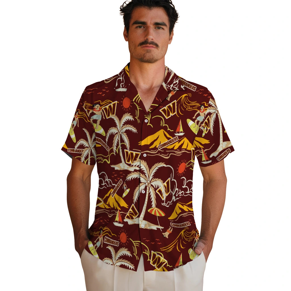 Washington Commanders Hawaiian Shirt - Palm Tree Island | Hula Hawaiian Shirts