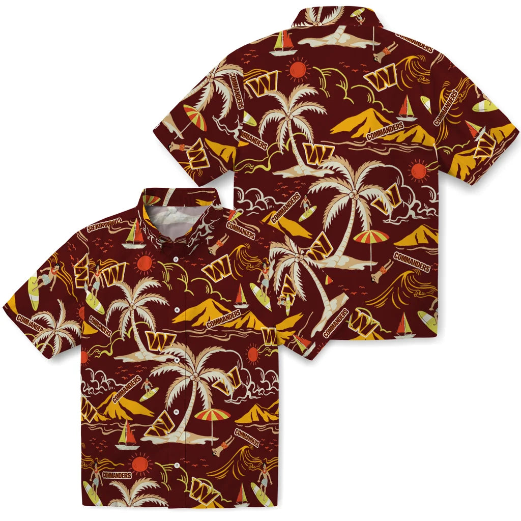 Washington Commanders Hawaiian Shirt - Palm Tree Island | Hula Hawaiian Shirts