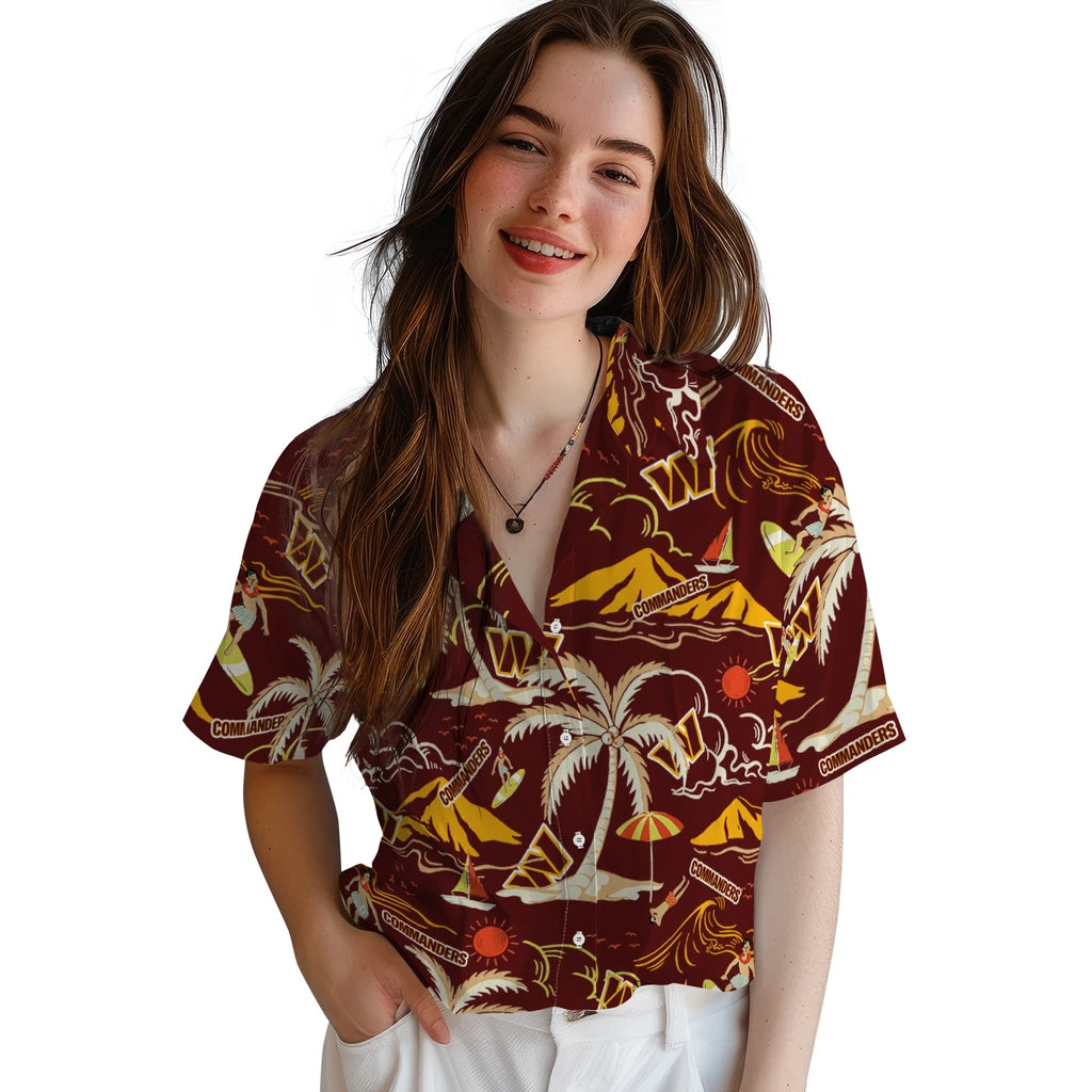 Washington Commanders Hawaiian Shirt - Palm Tree Island | Hula Hawaiian Shirts
