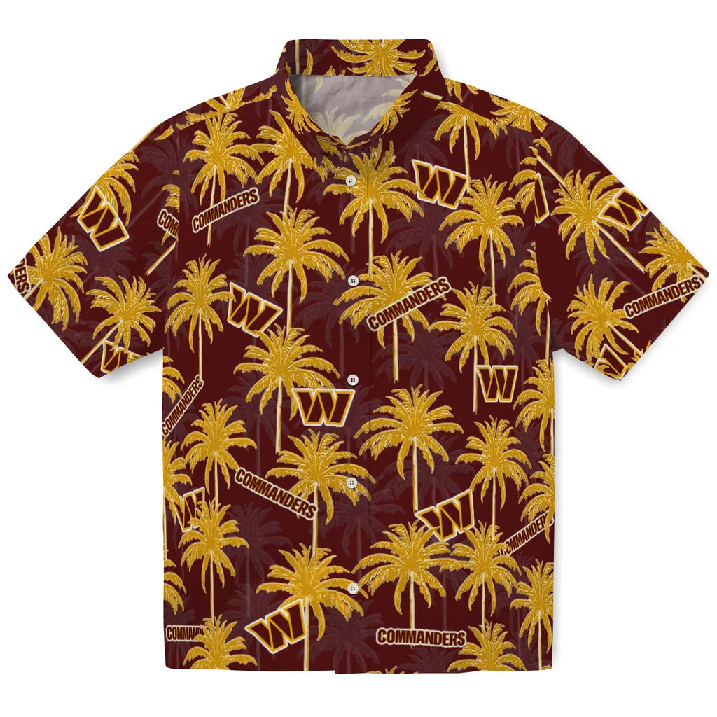 Washington Commanders Hawaiian Shirt - Palm Tree Motif | Hula Hawaiian Shirts