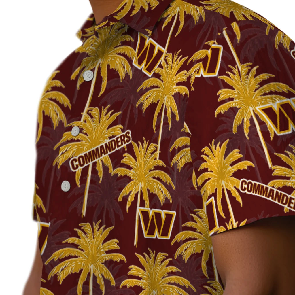 Washington Commanders Hawaiian Shirt - Palm Tree Motif | Hula Hawaiian Shirts