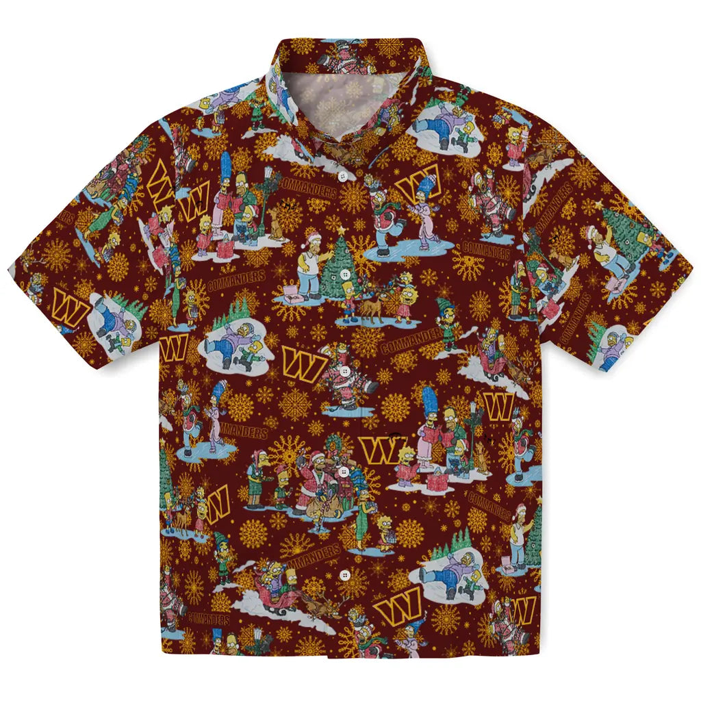 Washington Commanders Hawaiian Shirt - Simpsons Christmas | Hula Hawaiian Shirts