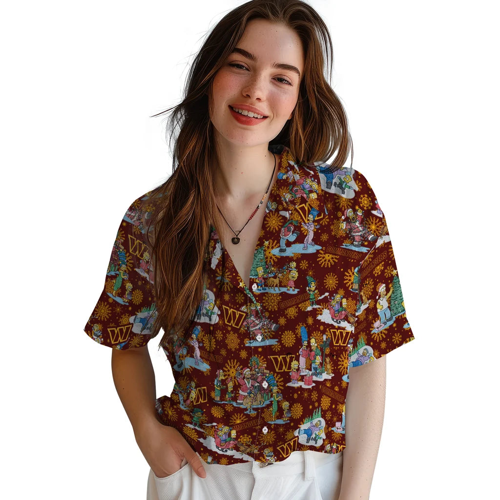 Washington Commanders Hawaiian Shirt - Simpsons Christmas | Hula Hawaiian Shirts