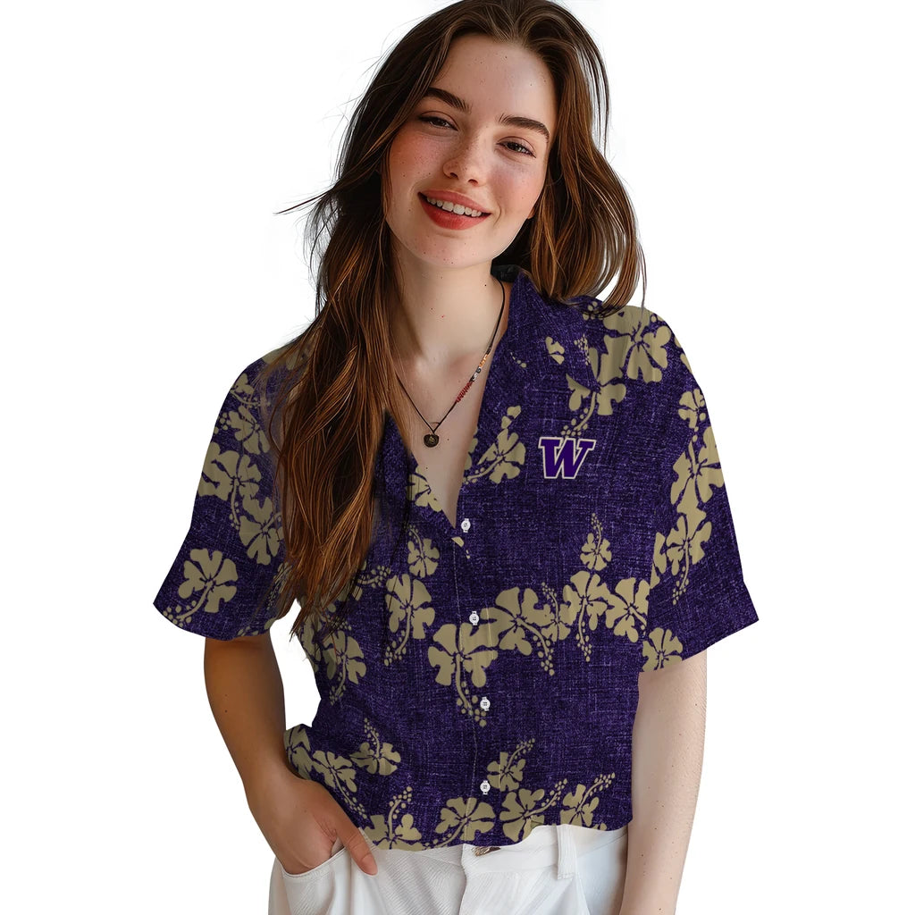 Washington Huskies Hawaiian Shirt - 50th State Flower | Hula Hawaiian Shirts