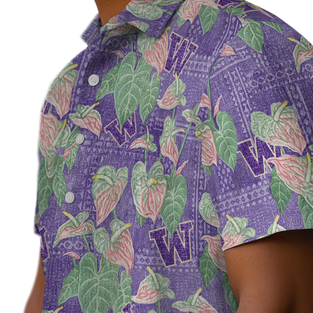 Washington Huskies Hawaiian Shirt - Anthurium Overlay | Hula Hawaiian Shirts