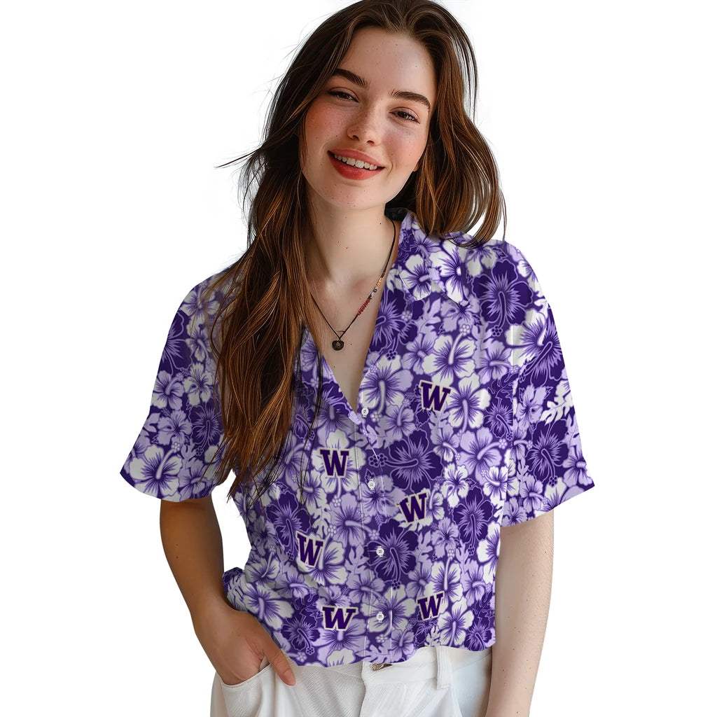 Washington Huskies Hawaiian Shirt - Hibiscus Blooms | Hula Hawaiian Shirts