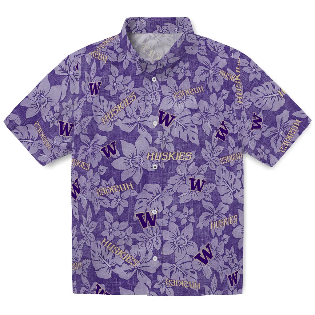 Washington Huskies Hawaiian Shirt - Hibiscus Oasis | Hula Hawaiian Shirts
