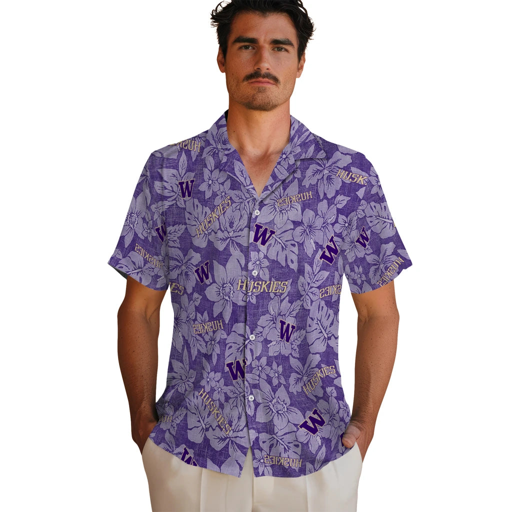 Washington Huskies Hawaiian Shirt - Hibiscus Oasis | Hula Hawaiian Shirts